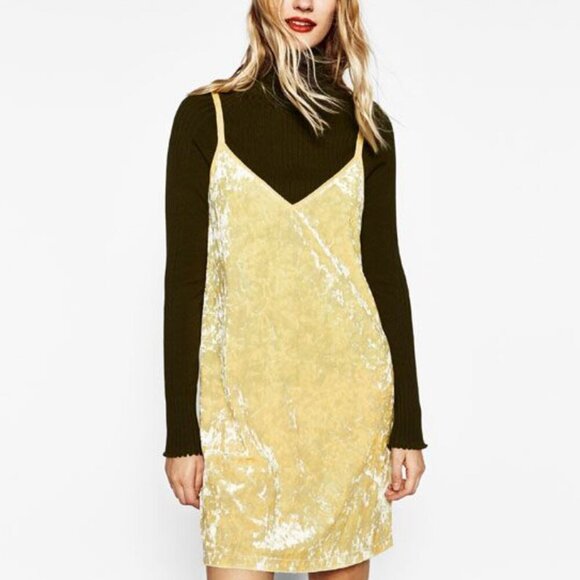 Zara Crushed Velvet Slip Dress - Picture 3 of 13